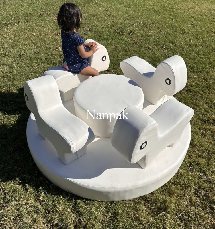 Popular white nude customized soft play merry go round rental party event merry go round soft play child playground soft play