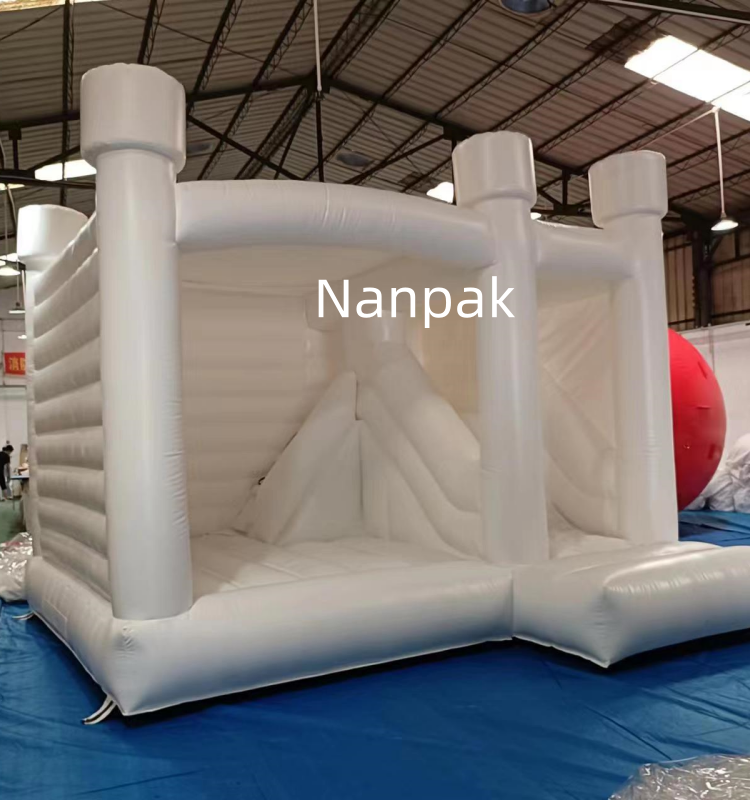 commercial white bounce house with ball pit inflatable castle water slide pool for rental