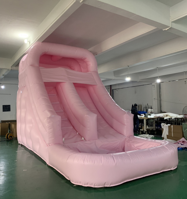 commercial white PVC 20F inflatable water double slide Inflatable Bouncy slide for kids