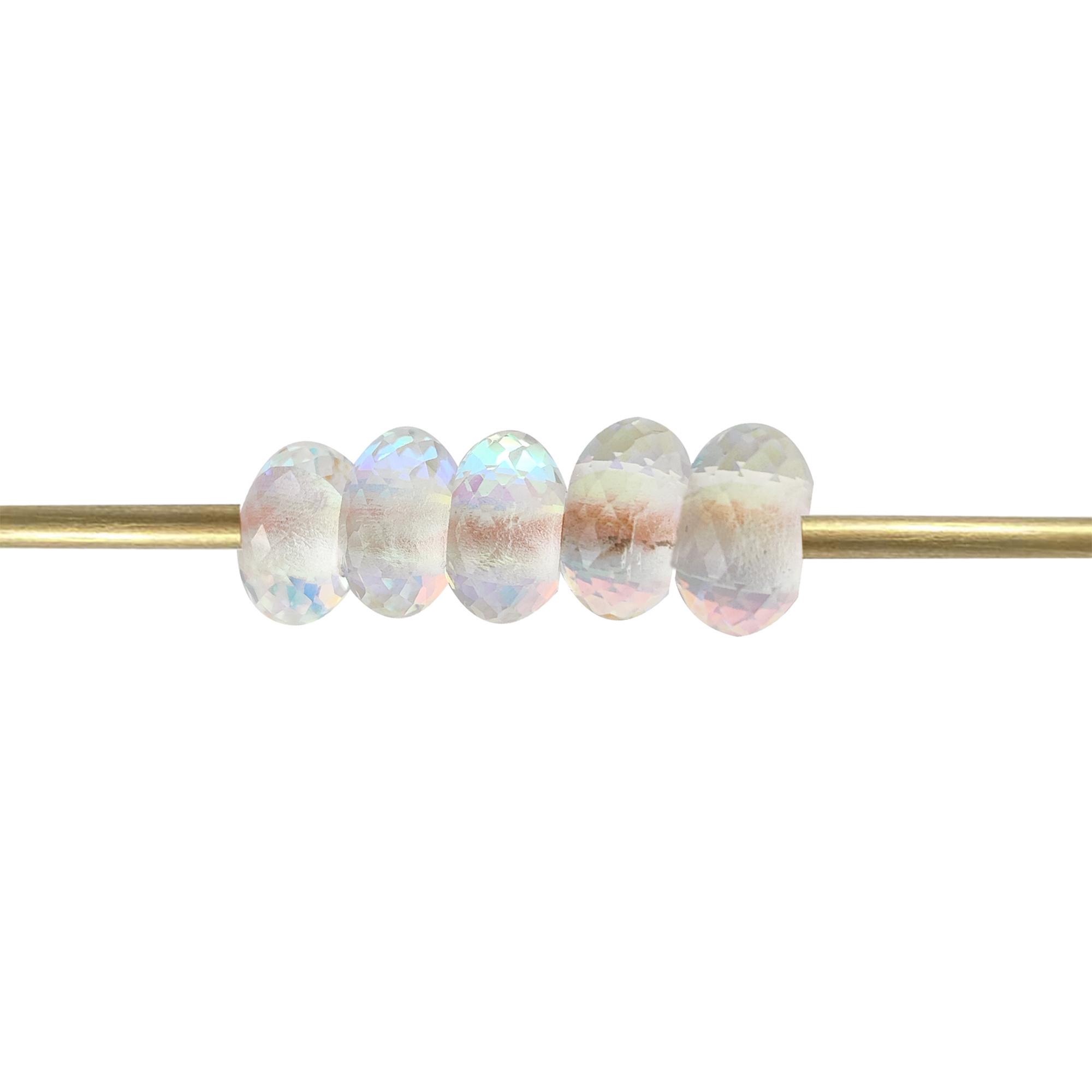 Rainbow Glass Rondelle Faceted 14x8mm Gemstone European Charm Loose Beads