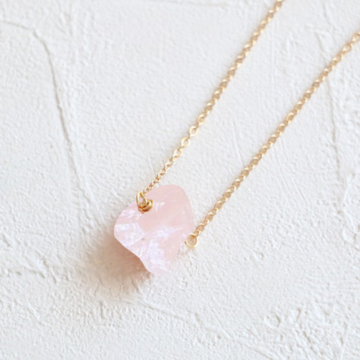 925 Sterling Silver Raw Rose Quartz Top Drilled Natural Beads Dainty Birthstone Family Necklace Jewelry