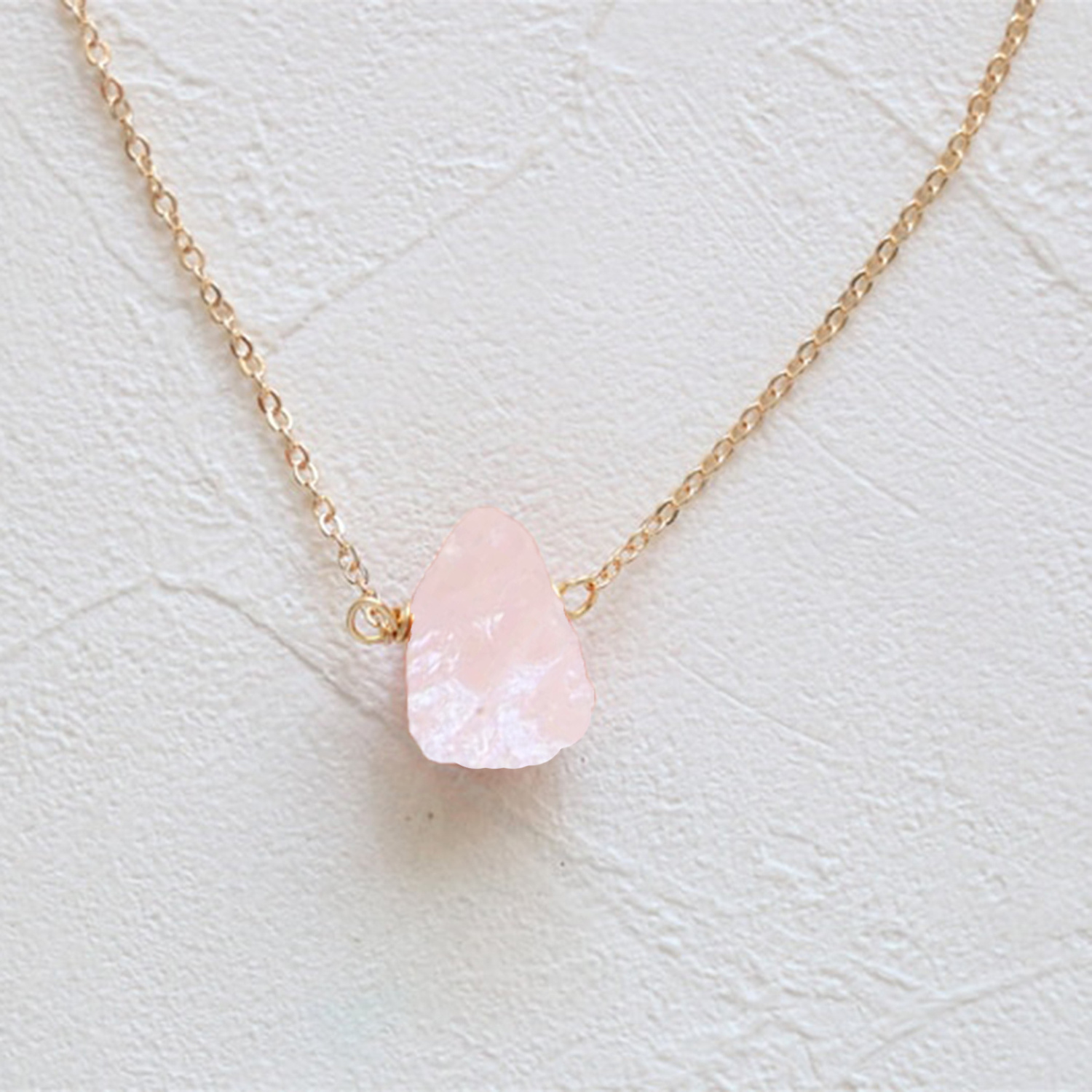 925 Sterling Silver Raw Rose Quartz Top Drilled Natural Beads Dainty Birthstone Family Necklace Jewelry