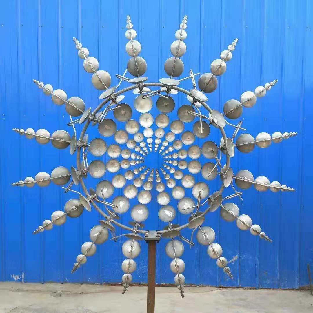 Modern fashion metal art kinetic wind sculpture large stainless steel kinetic energy cycle sculpture for outdoor decoration