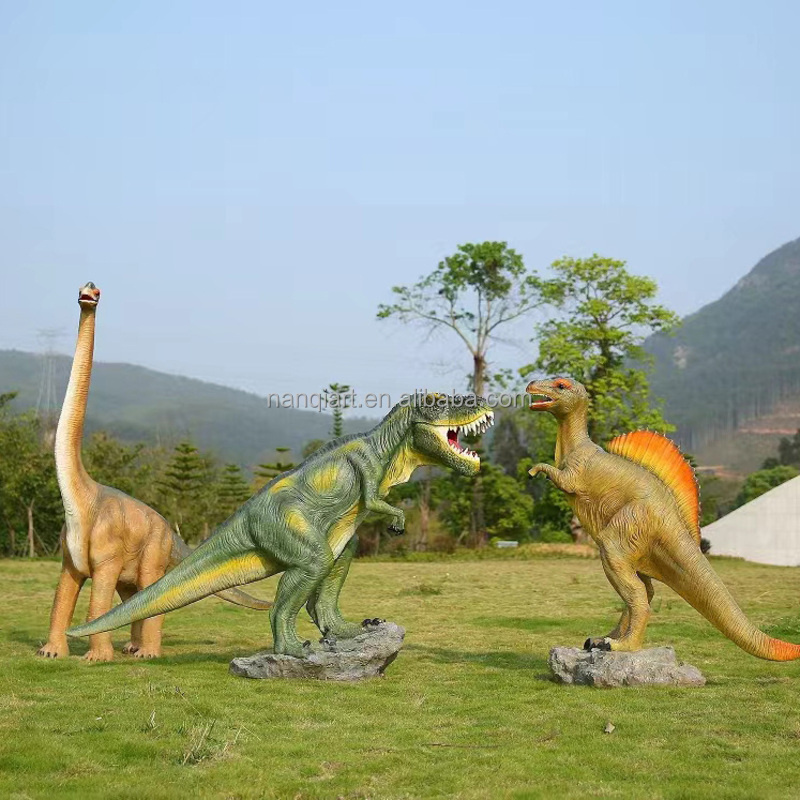 Nanchi Art Hot Sale Animal Dinosaur Statues Large Outdoor Garden Park Decor Sculpture Life Size Fiberglass Dinosaur Statues