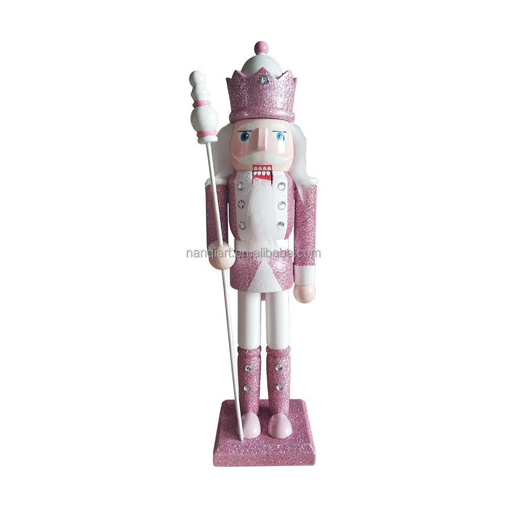 Wholesale Cheap Nutcracker Female Soldiers Hot Sale Birthday Gift High Quality Wooden Bright Pink Nutcracker