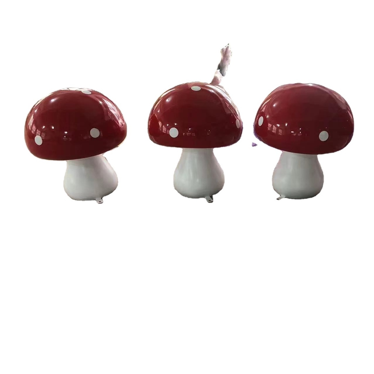 Mushroom Statues Nanchi Art Resin Crafts Outdoor Garden Park Party Decor Prop Fiberglass Cartoon Lovely Red Mushroom Sculptures