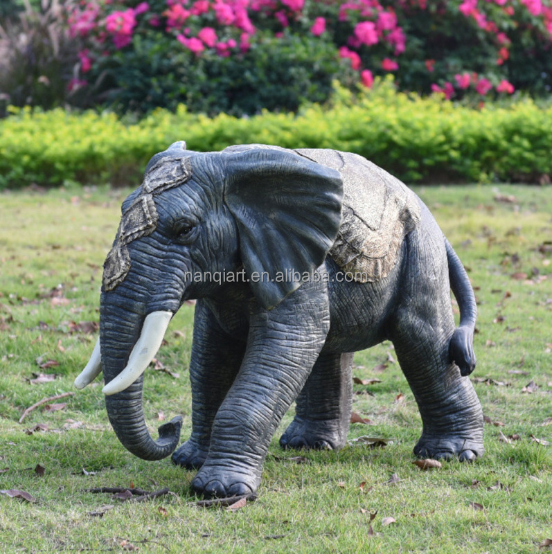 Nanchi Factory Hot Sale Handmade Artificial Realistic Fiberglass One Piece Large Animal Statue Life Size Elephant Mold Sculpture