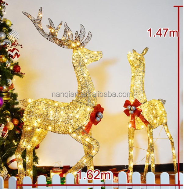 Wholesale Christmas Decoration Supply Home Theme Wedding Party Props Life Size Christmas Reindeer With LED Lights