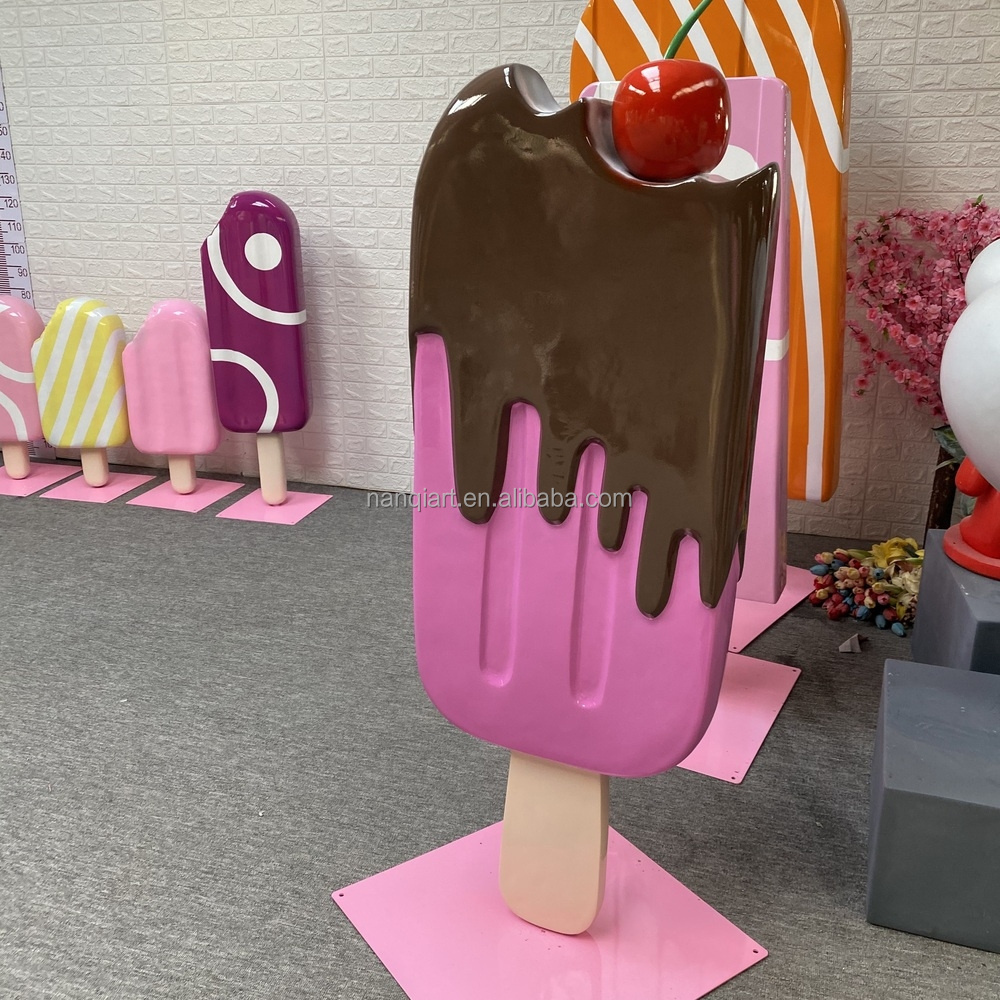 Life Size Ice Cream Fiberglass Sculptures Statue Shop Decor Prop Popsicle Statue