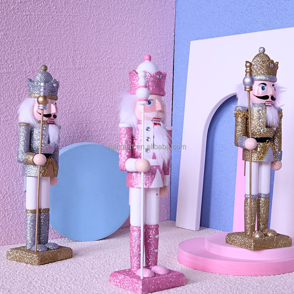 Wholesale Cheap Nutcracker Female Soldiers Hot Sale Birthday Gift High Quality Wooden Bright Pink Nutcracker