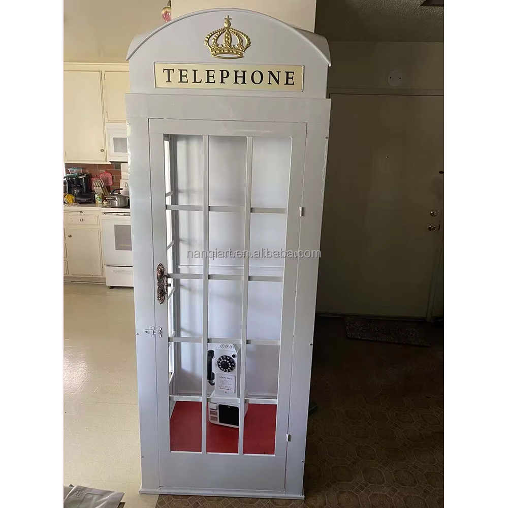 Portable British London Christmas Wedding Party Telephone Booth Decoration Props 2M High White Telephone Booth For Hot Sale