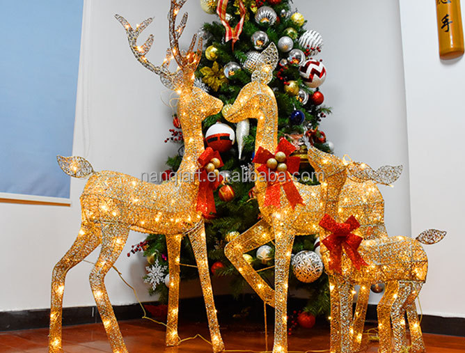 Wholesale Christmas Decoration Supply Home Theme Wedding Party Props Life Size Christmas Reindeer With LED Lights