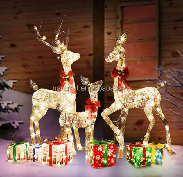 Wholesale Christmas Decoration Supply Home Theme Wedding Party Props Life Size Christmas Reindeer With LED Lights