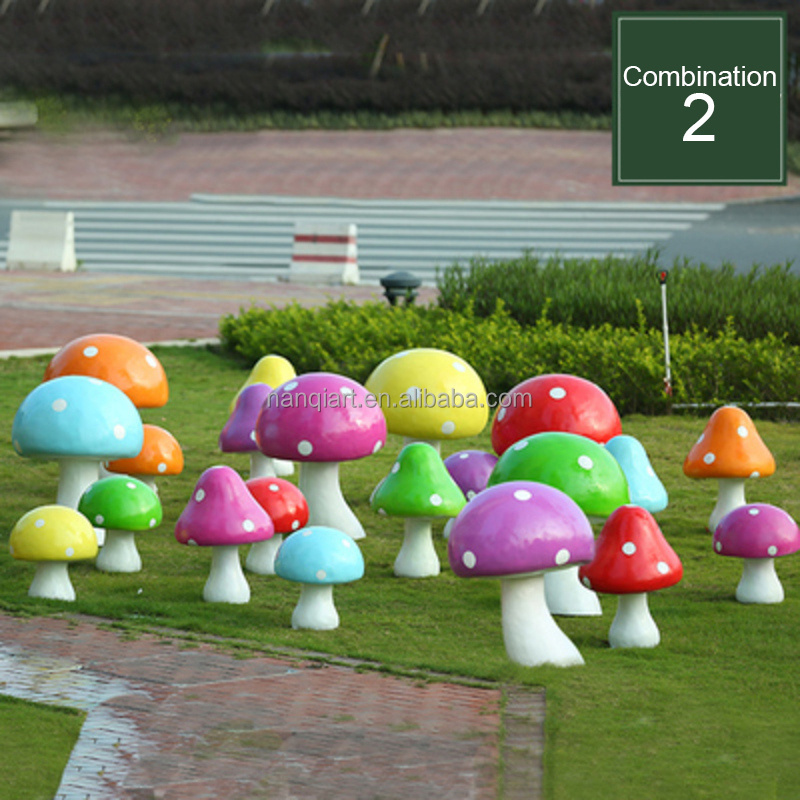 Mushroom Statues Nanchi Art Resin Crafts Outdoor Garden Park Party Decor Prop Fiberglass Cartoon Lovely Red Mushroom Sculptures