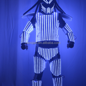 Nanchi New Arrived Event Party Props Fabric Luminous Stilt Costume Stage Performance Adult Wear LED White Glowing Armor Costumes