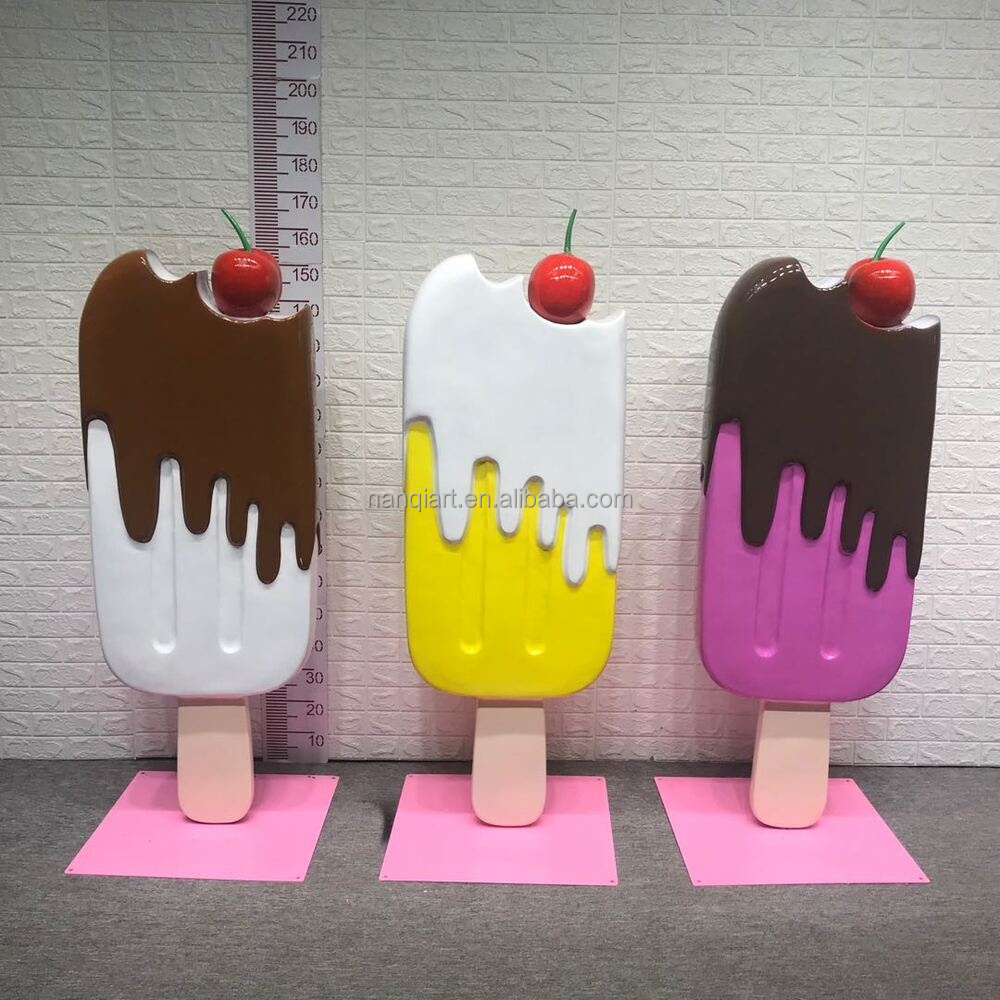 Life Size Ice Cream Fiberglass Sculptures Statue Shop Decor Prop Popsicle Statue