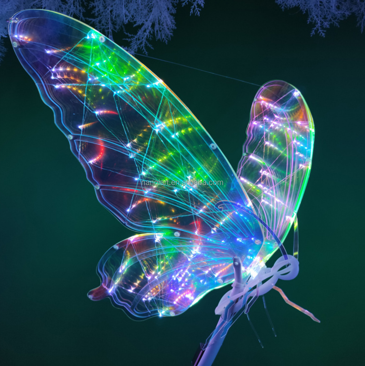 Handmade Natural Crystal Handicrafts Statues LED Luminous Colorful Butterfly Ornaments Theme Party Decor Props With Led Lights