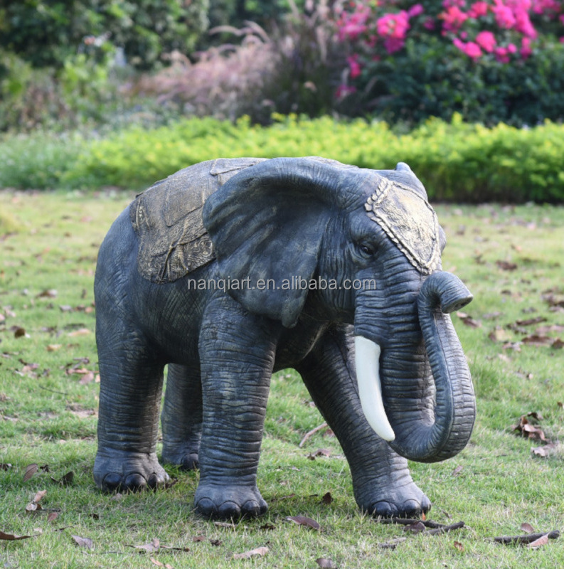 Nanchi Factory Hot Sale Handmade Artificial Realistic Fiberglass One Piece Large Animal Statue Life Size Elephant Mold Sculpture