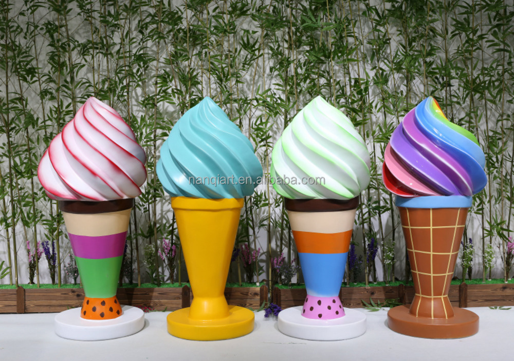 Outdoor Large Fiberglass Ice Cream Statue Garden Ice Cream Cone Statue