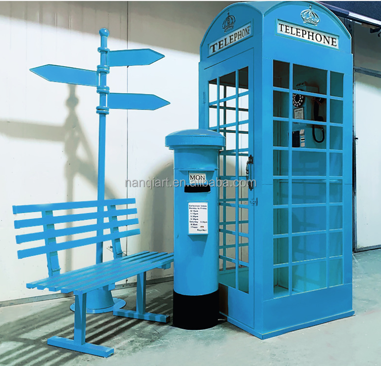 Guangzhou Nanchi Hot Sale Public Telephone Booth Large Amusement Park Decoration Handmade Metal 2M High Antique Telephone Booth