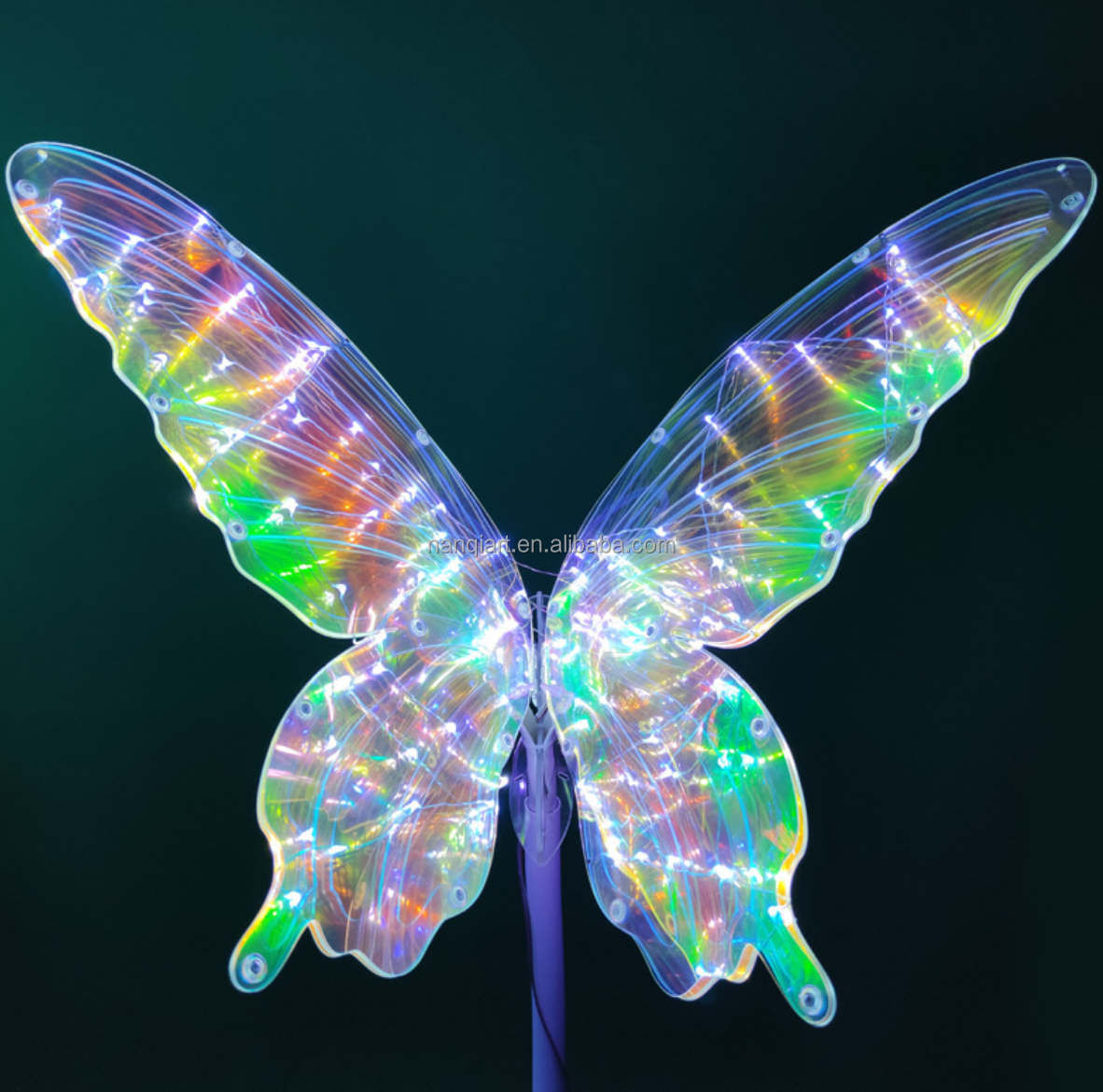 Handmade Natural Crystal Handicrafts Statues LED Luminous Colorful Butterfly Ornaments Theme Party Decor Props With Led Lights