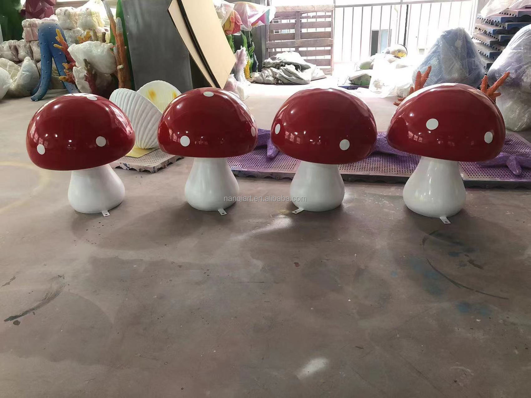 Mushroom Statues Nanchi Art Resin Crafts Outdoor Garden Park Party Decor Prop Fiberglass Cartoon Lovely Red Mushroom Sculptures