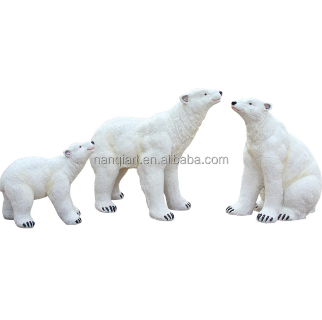 Theme amusement park decoration Realistic High Quality Large Size Fiberglass White Polar Bear Statue Sculpture With Led Lights