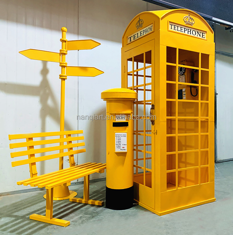 Guangzhou Nanchi Hot Sale Public Telephone Booth Large Amusement Park Decoration Handmade Metal 2M High Antique Telephone Booth