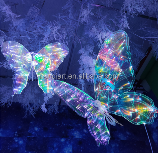 Handmade Natural Crystal Handicrafts Statues LED Luminous Colorful Butterfly Ornaments Theme Party Decor Props With Led Lights