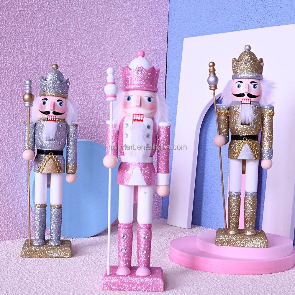 Wholesale Cheap Nutcracker Female Soldiers Hot Sale Birthday Gift High Quality Wooden Bright Pink Nutcracker