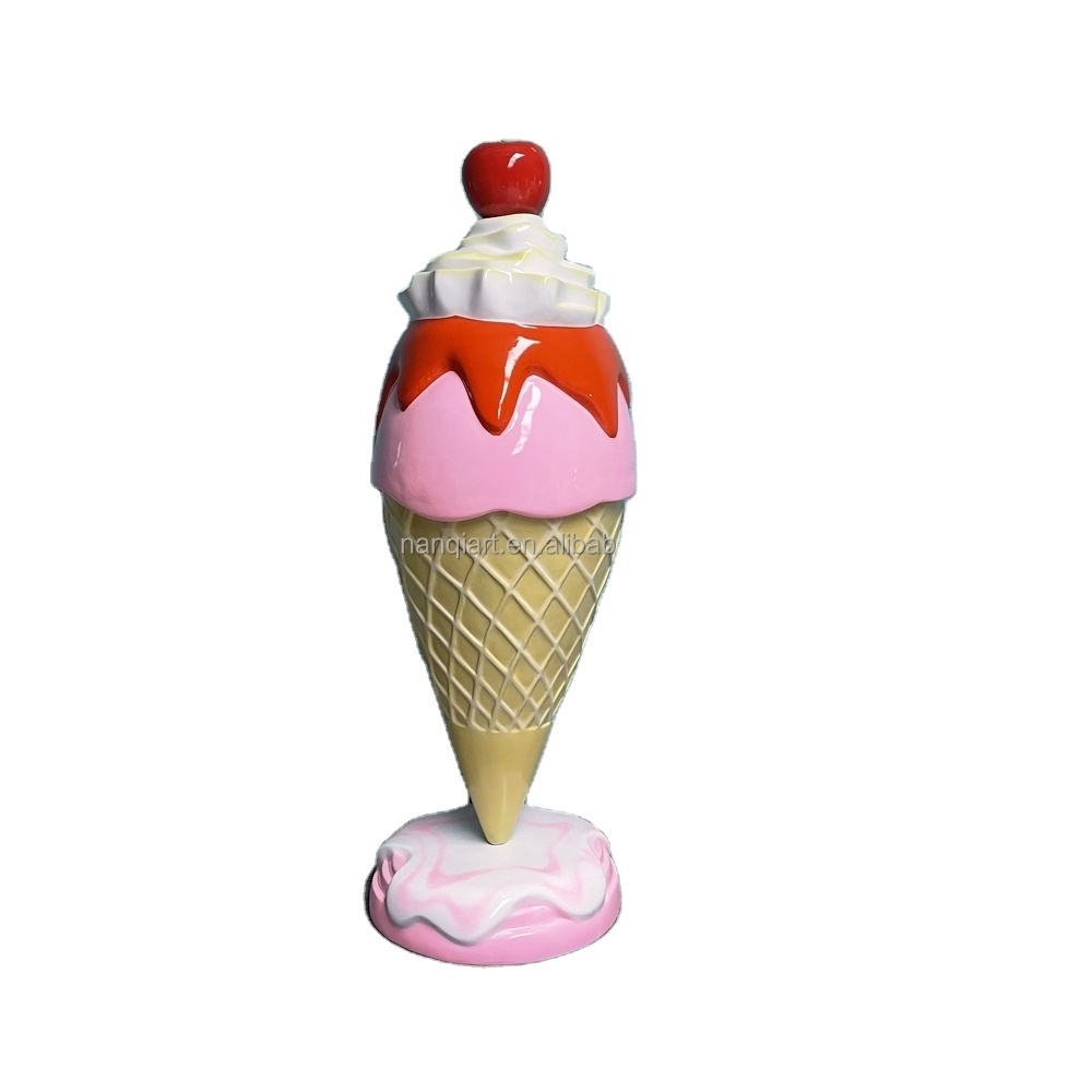 Customized Ice Cream Statue Shop Props High Quality Fiberglass Candy Sculptures Lollipop Macaron Doughnut Outdoor Theme Decor