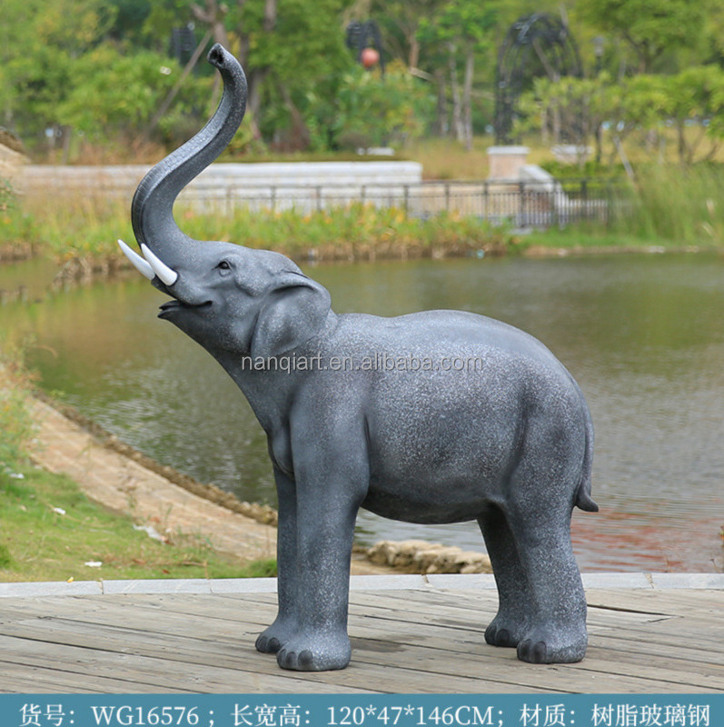 Nanchi Factory Hot Sale Handmade Artificial Realistic Fiberglass One Piece Large Animal Statue Life Size Elephant Mold Sculpture