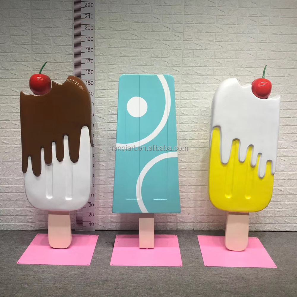 Life Size Ice Cream Fiberglass Sculptures Statue Shop Decor Prop Popsicle Statue