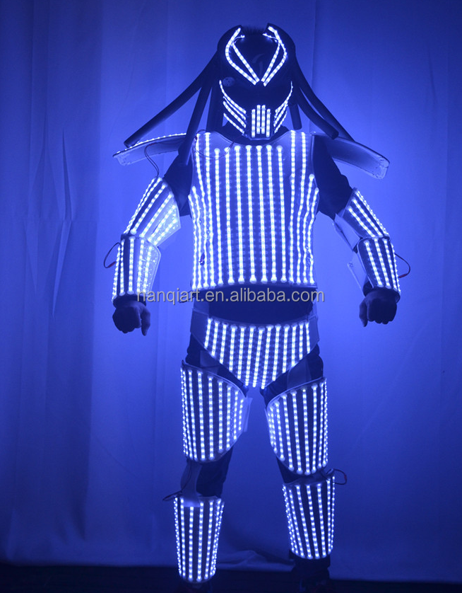 Nanchi New Arrived Event Party Props Fabric Luminous Stilt Costume Stage Performance Adult Wear LED White Glowing Armor Costumes