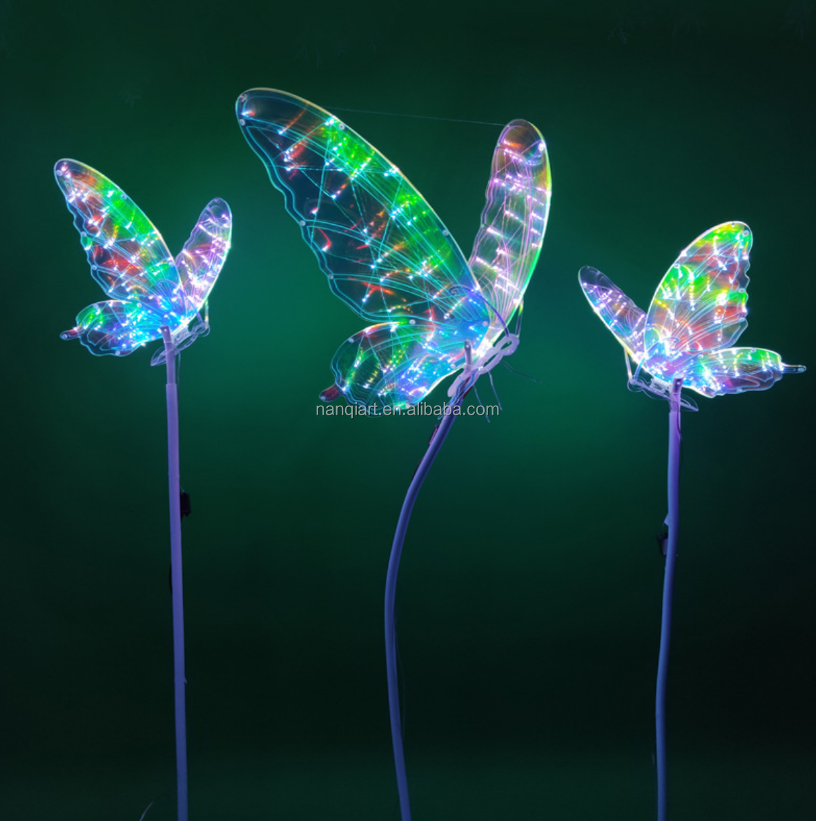 Handmade Natural Crystal Handicrafts Statues LED Luminous Colorful Butterfly Ornaments Theme Party Decor Props With Led Lights