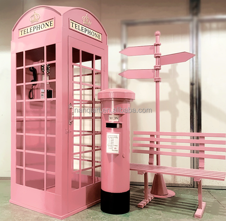 Guangzhou Nanchi Hot Sale Public Telephone Booth Large Amusement Park Decoration Handmade Metal 2M High Antique Telephone Booth