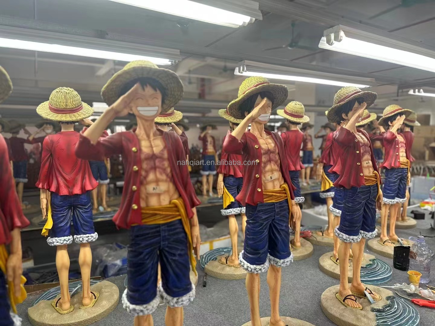 Hot Sale  life size resin Anime statue  Japanese Cartoon Anime Sculpture Luffy Statue 1/2 Anime Luffy Staue Figure