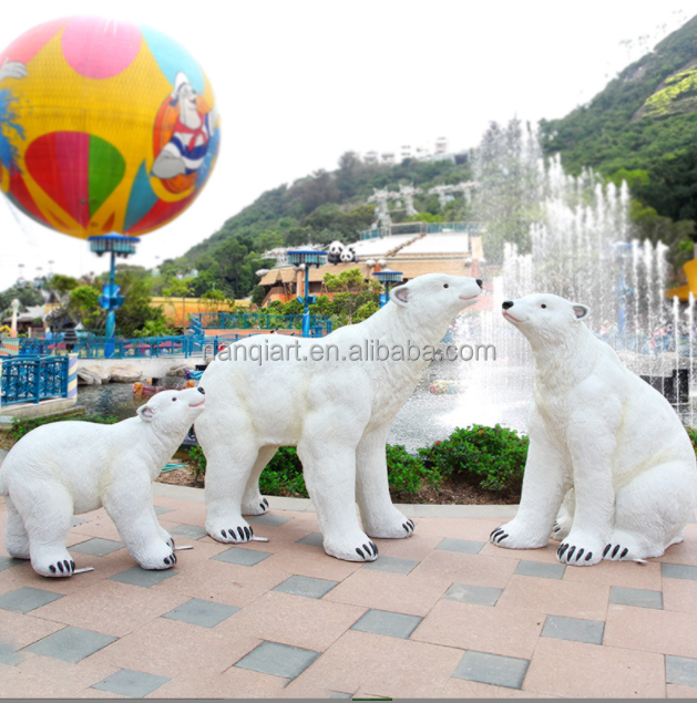 Theme amusement park decoration Realistic High Quality Large Size Fiberglass White Polar Bear Statue Sculpture With Led Lights