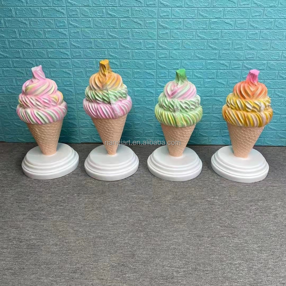 Outdoor Large Fiberglass Ice Cream Statue Garden Ice Cream Cone Statue