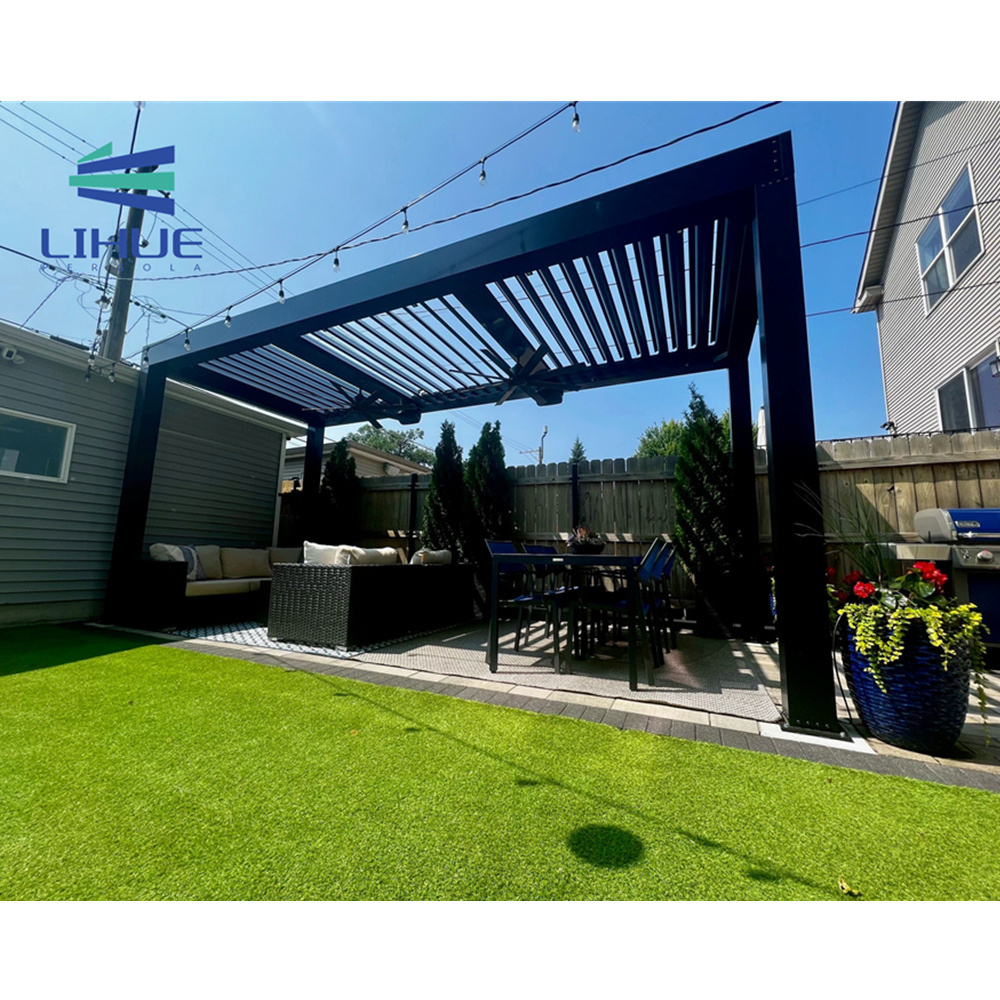 LIHUE ECO FRIENDLY Garden Type Luxury Aluminium Frame Louver Gazebo Pergola Aluminum Opening Roof