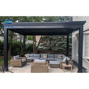 Sustainable Advanced Motorized waterproof Grey Arches Arbours Louvre Gazebo Aluminum Pergolas with LED Lights