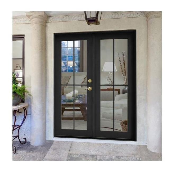 Top Window Used Exterior Soundproof Aluminum Frame Double Swing French Patio Double Glazing Door