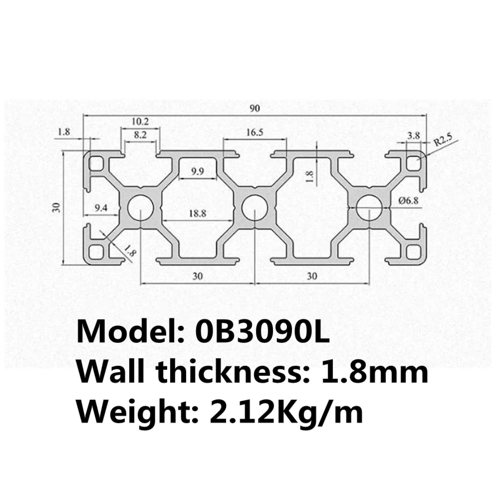 Extrusion frame aluminium profile 3090 t slot aluminum profile 30x90 V-groove 100-1000 mm it slot aluminum for cnc table