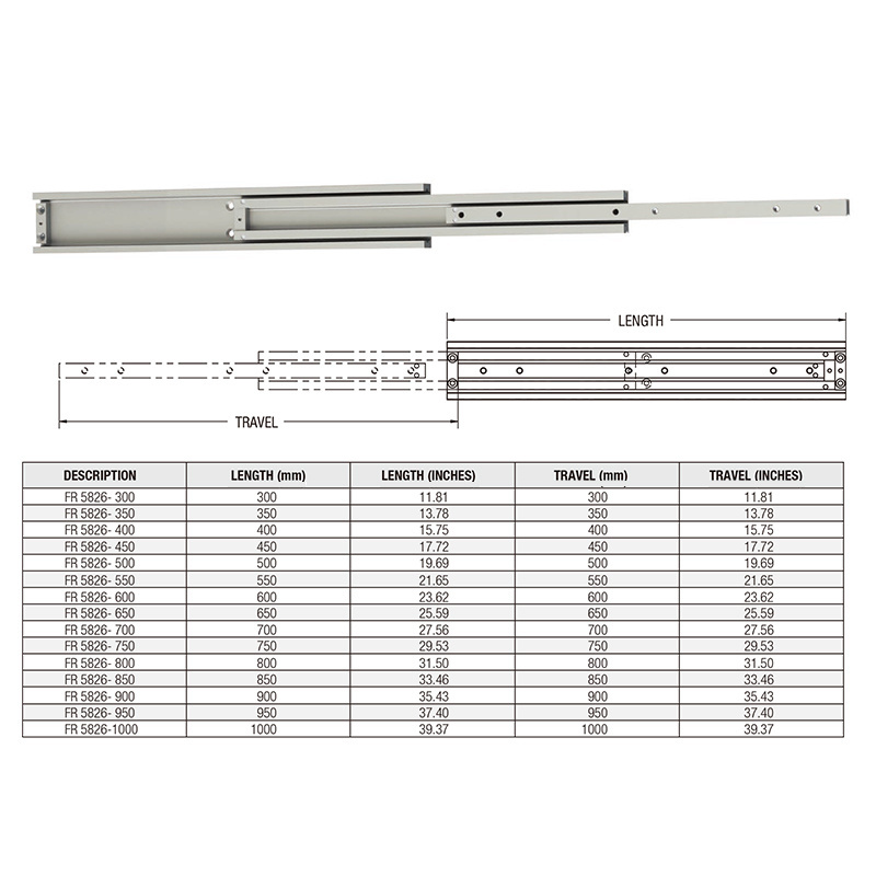 Three section heavy duty aluminum alloy Drawer Slides Rails telescopic slides