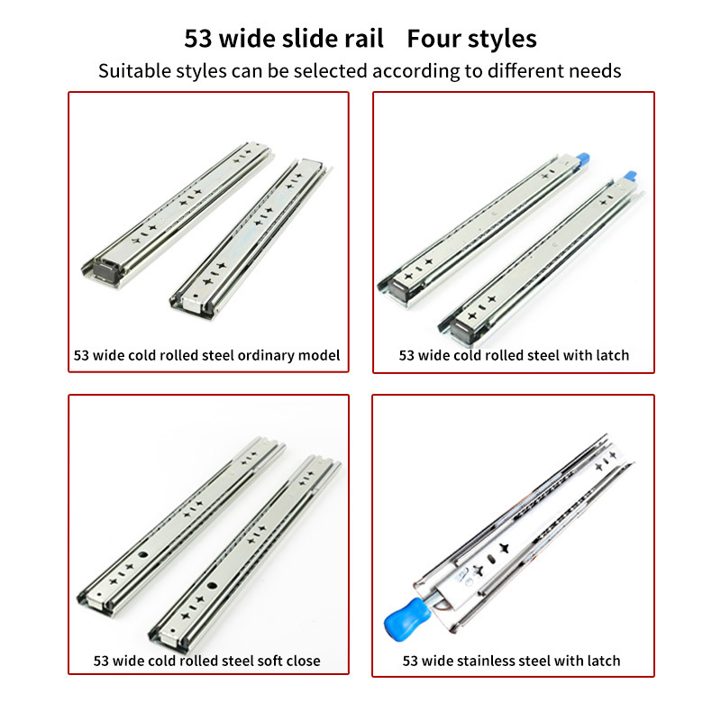 53mm Heavy Duty Drawer Runner Stainless Steel Drawer Runner US General Husky Tool Box Parts Drawer Slides