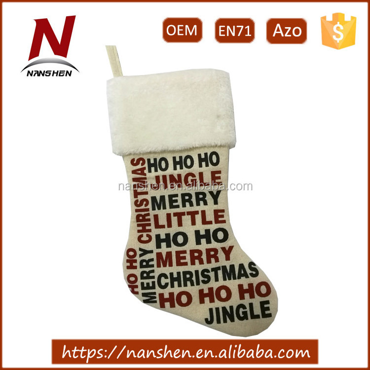 high quality polyester animal stuffed Christmas stocking