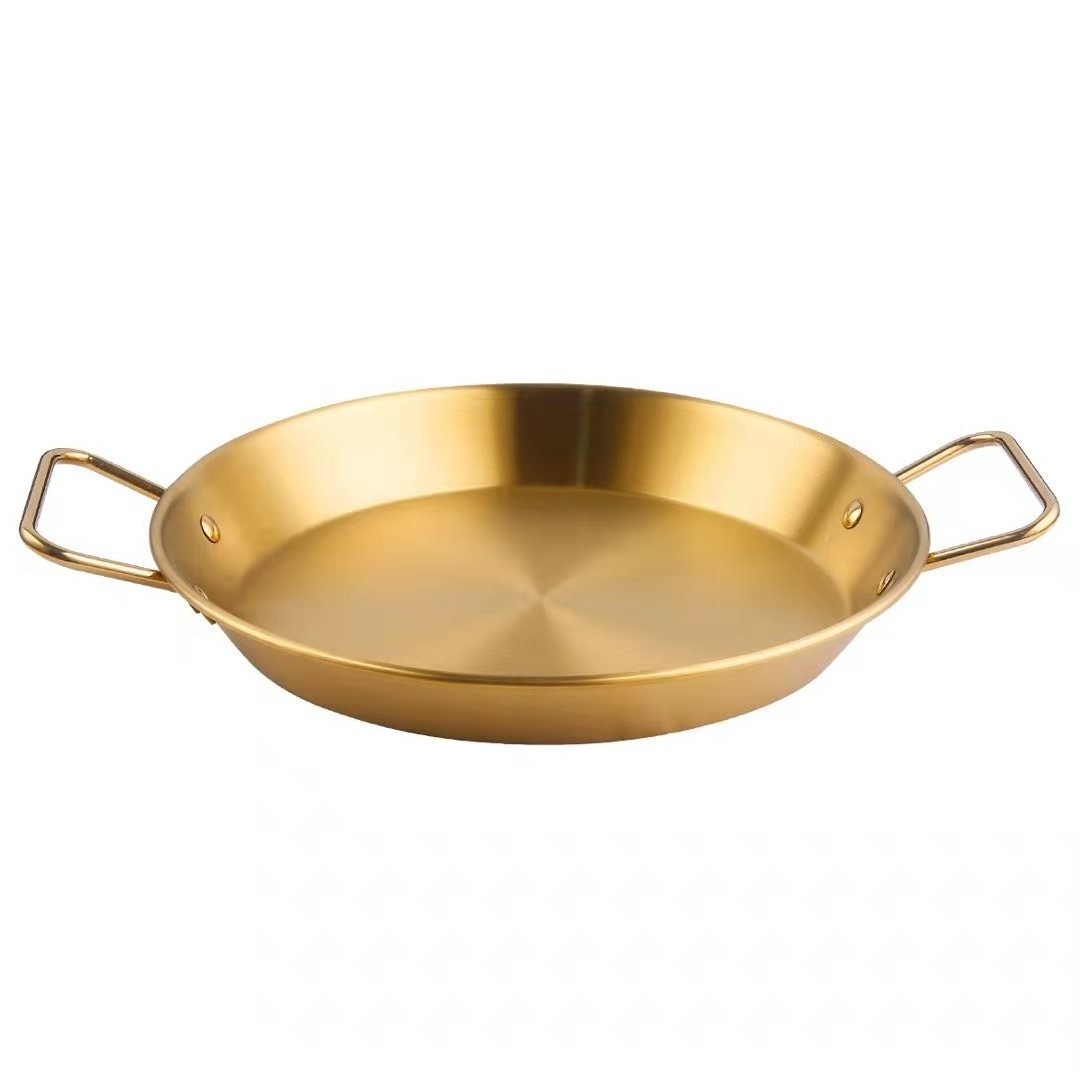 High quality factory price stainless steel cooking pot seafood paella pan with two handle