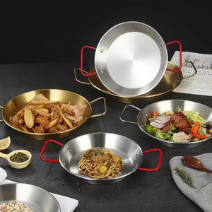 High quality factory price stainless steel cooking pot seafood paella pan with two handle