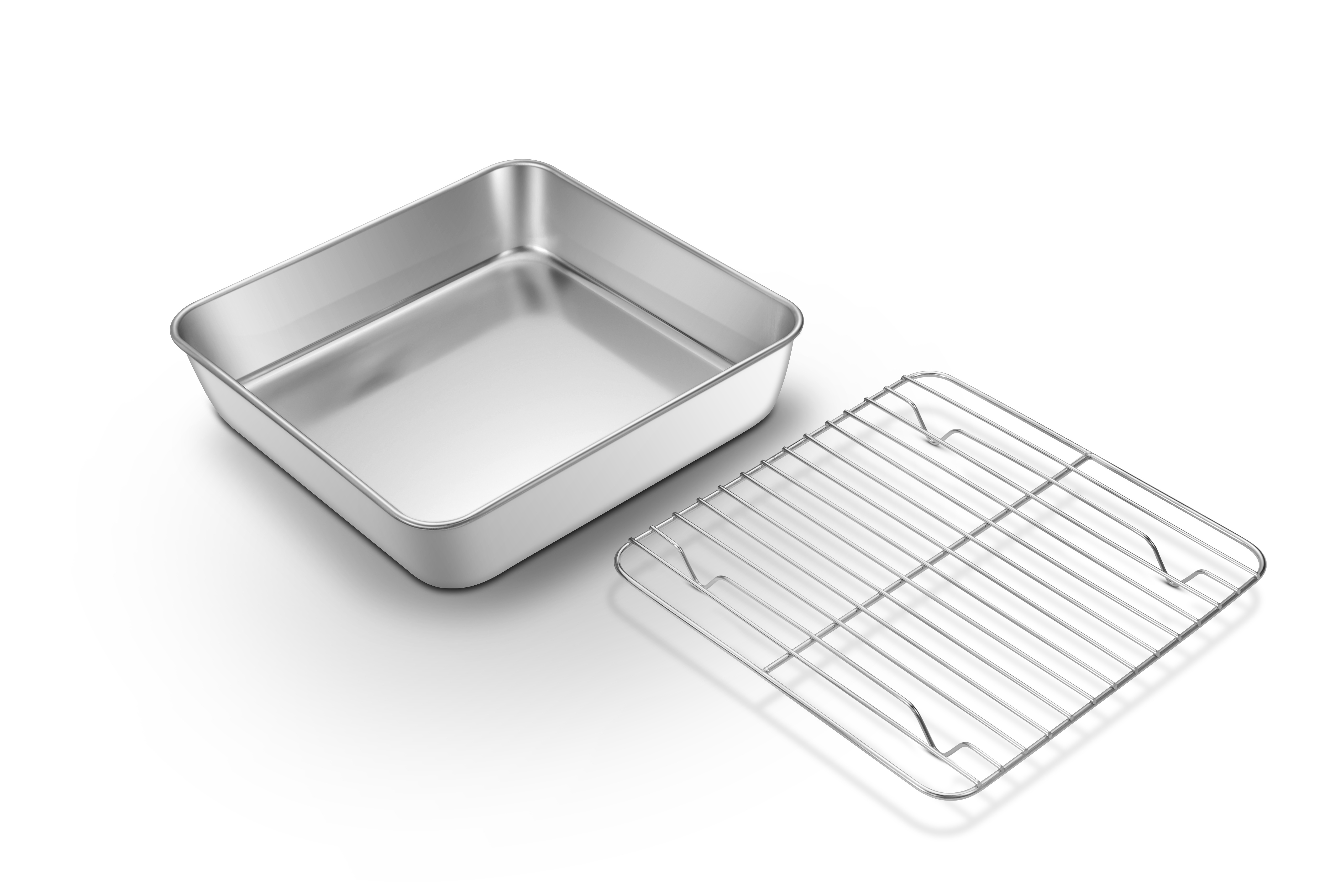 Nansheng Stainless Steel Nonstick Baking Roasting Tray Square Cake Pan Deep Baking Sheet for Oven