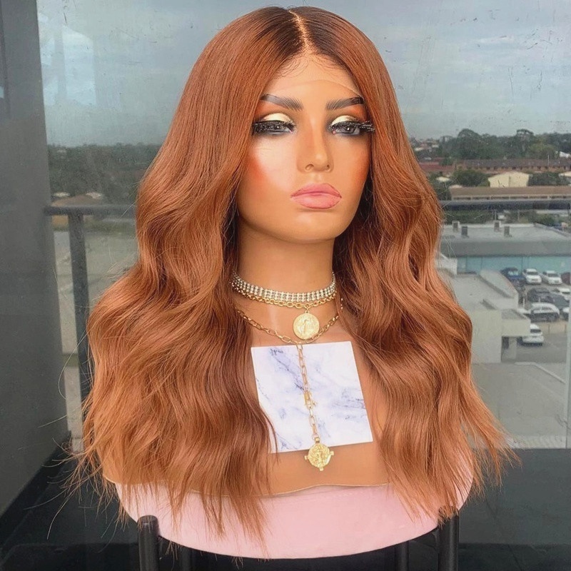 Freedom Beautiful Ombre Ginger Color Body Ocean Wave Full Virgin Cuticle Aligned Hair Transparent Lace Frontal Wigs